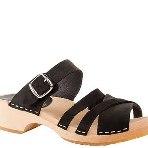 Cape Leather Suede Wooden Clogs Sandals Size 9